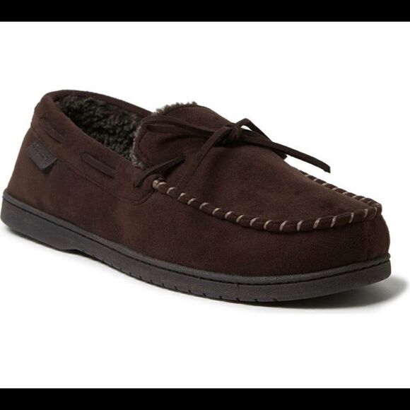 Dearfoams Microsuede Berber Lined Moccasin - Picture 1 of 7
